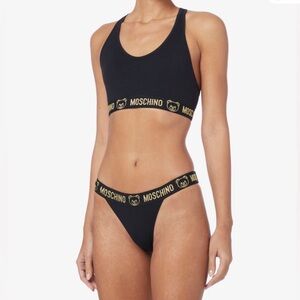 BRAND NEW Moschino Black Underwear with Gold Bear Details